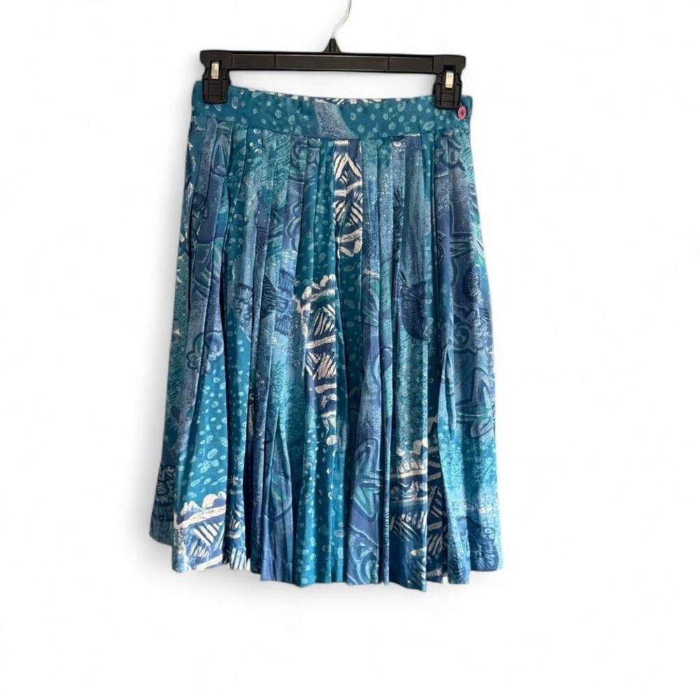 Vintage Shell Print Pleated Skirt Women's Size XS Blue NWT Deadstock Twee‎ Beach